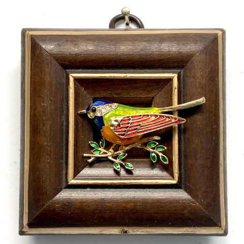 Wooden Frame with Enameled Bird (3” wide)