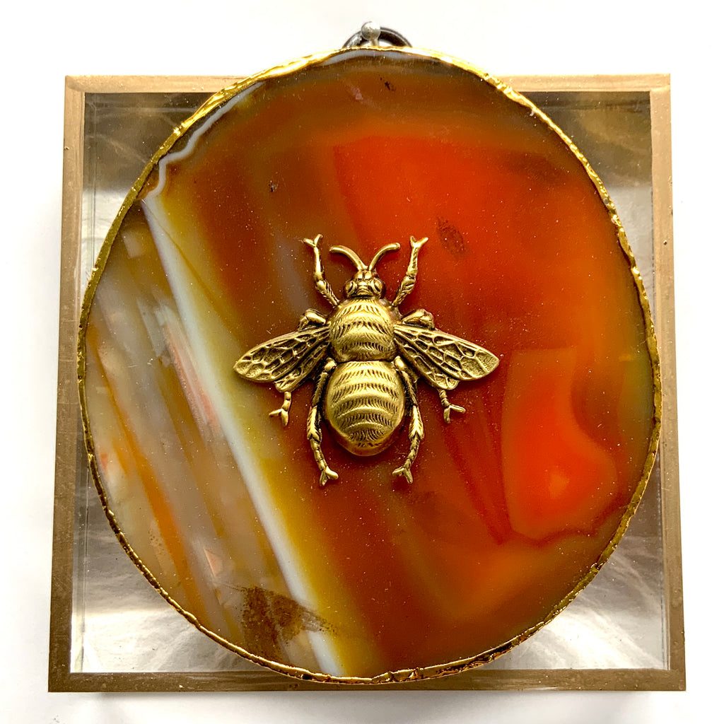 Acrylic Frame with Grande Bee on Agate / Slight Imperfections (4