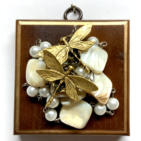 Wooden Frame with Dragonflies on Necklace (3.25