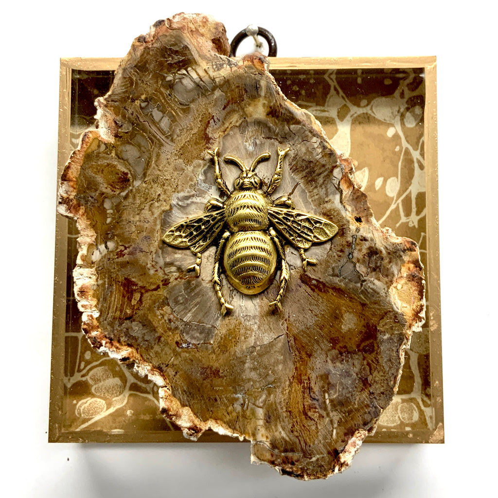 Acrylic Frame with Grande Bee on Petrified Wood / Slight Imperfections (4