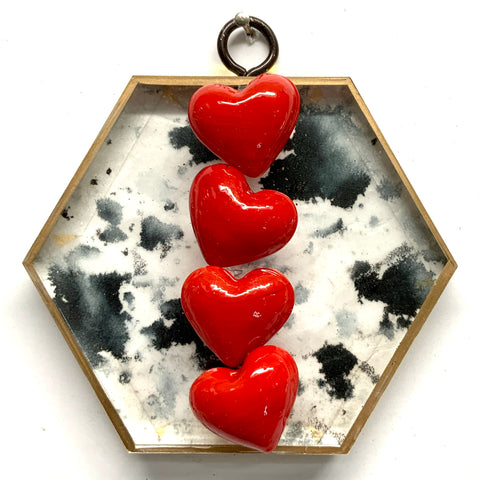Acrylic Frame with Hearts on Marbled Paper / Slight Imperfections (4