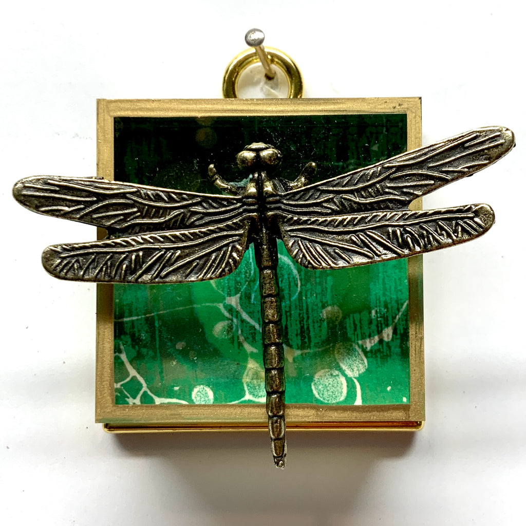 Acrylic Frame with Dragonfly on Marbled Paper / Slight Imperfections (2