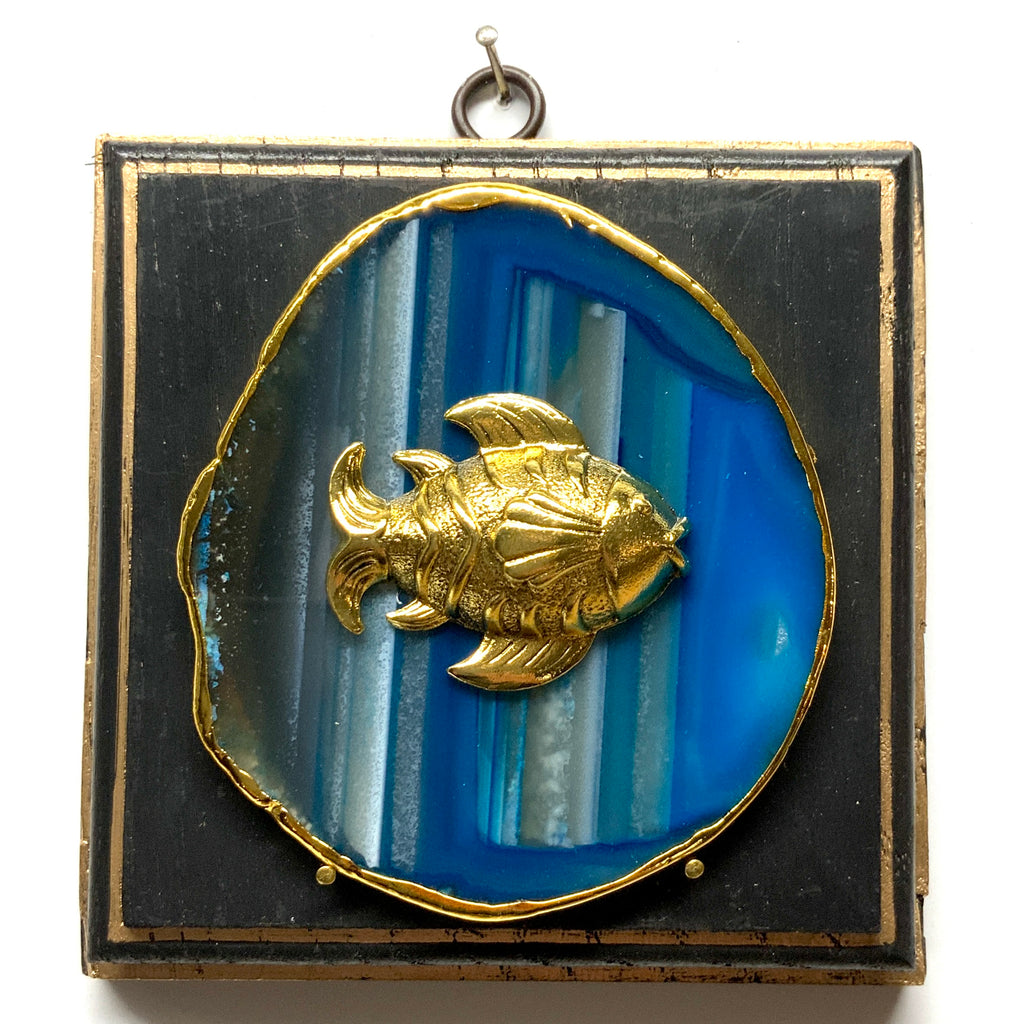 Black Waxed Frame with Fish on Agate (5
