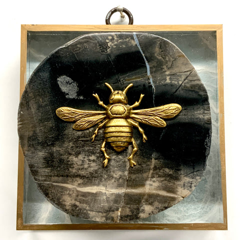 Acrylic Frame with Italian Bee on Petrified Wood / Slight Imperfections (4
