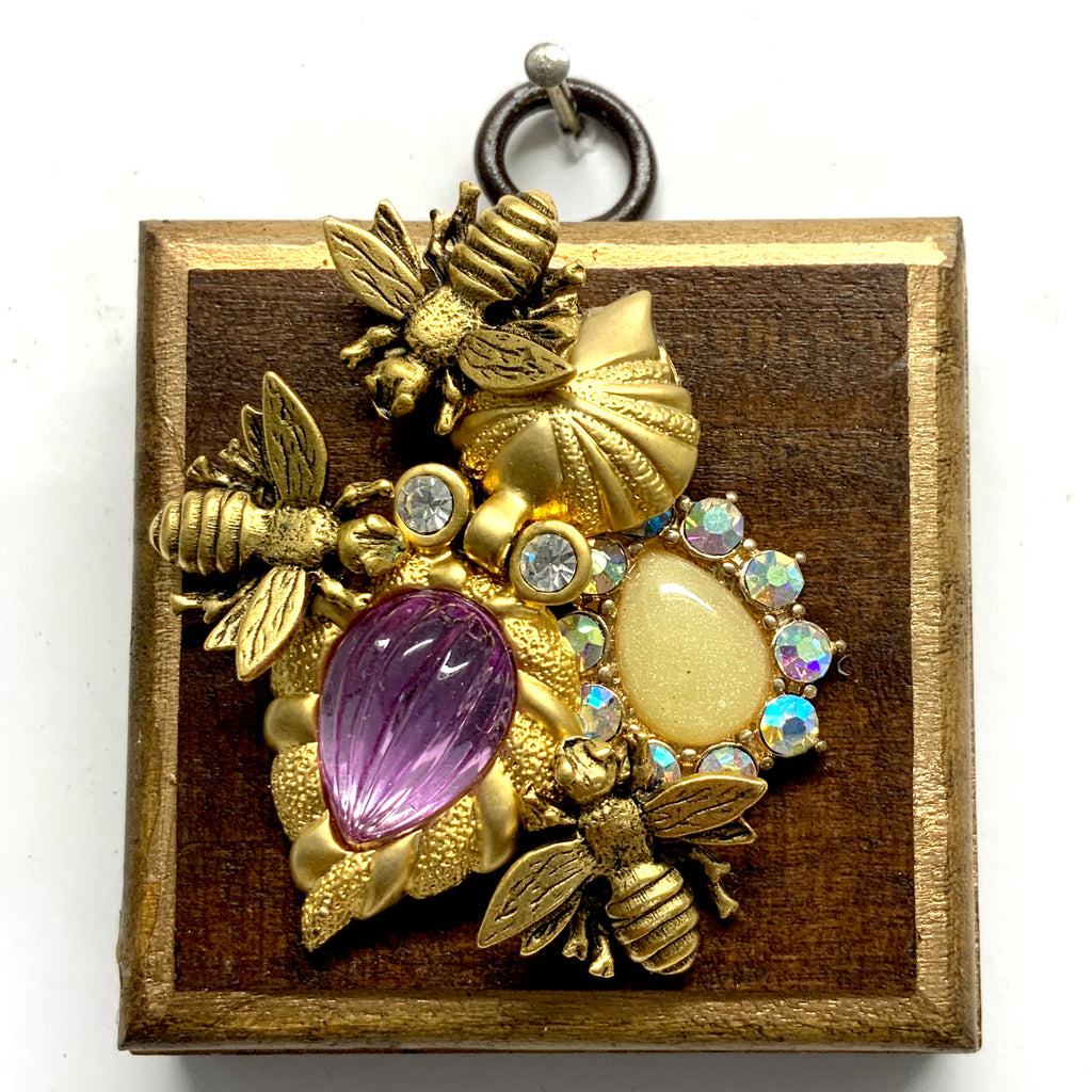 Wooden Frame with Napoleonic Bees on Brooch (2.5