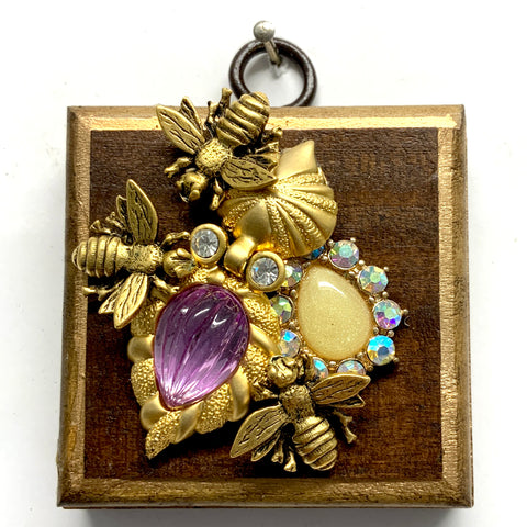 Wooden Frame with Napoleonic Bees on Brooch (2.5