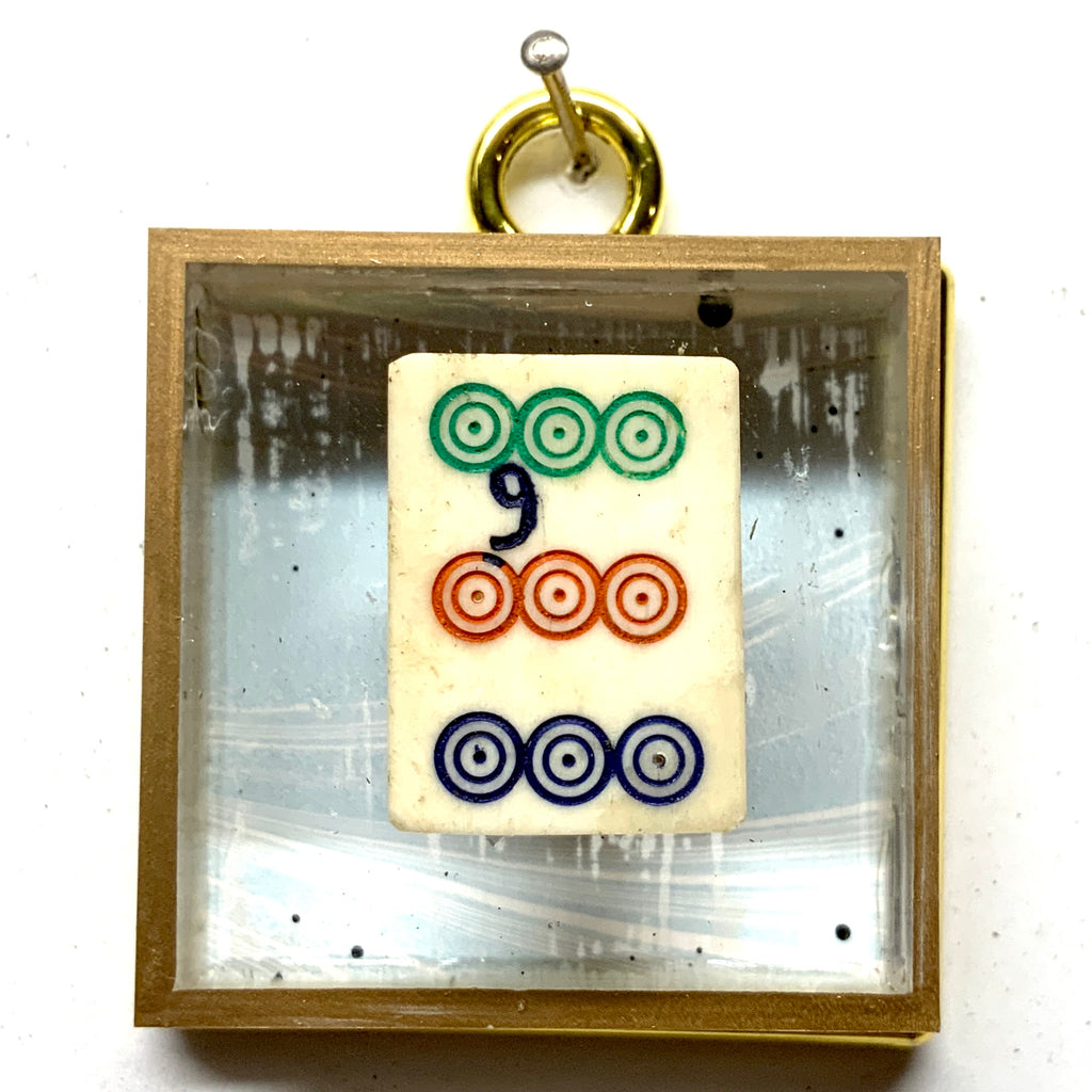 Acrylic Frame with 9 Dot Mahjong Tile / Slight Imperfections (2