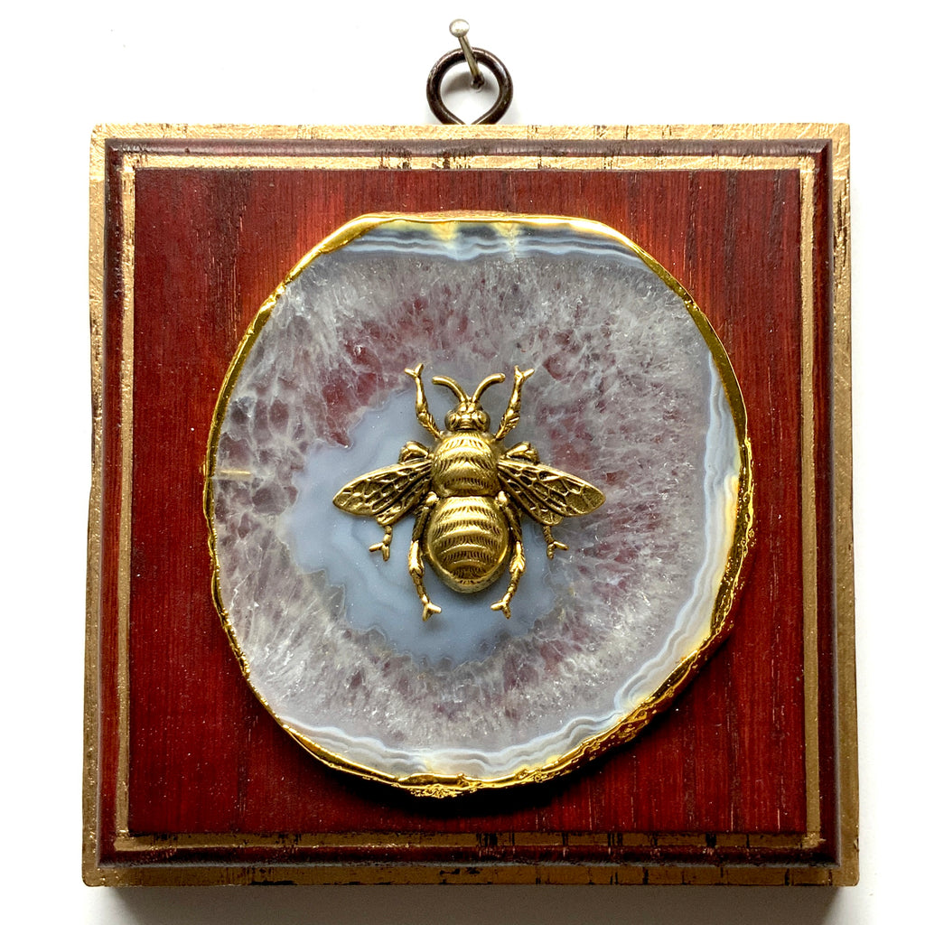Red Waxed Frame with Grande Bee on Agate (5