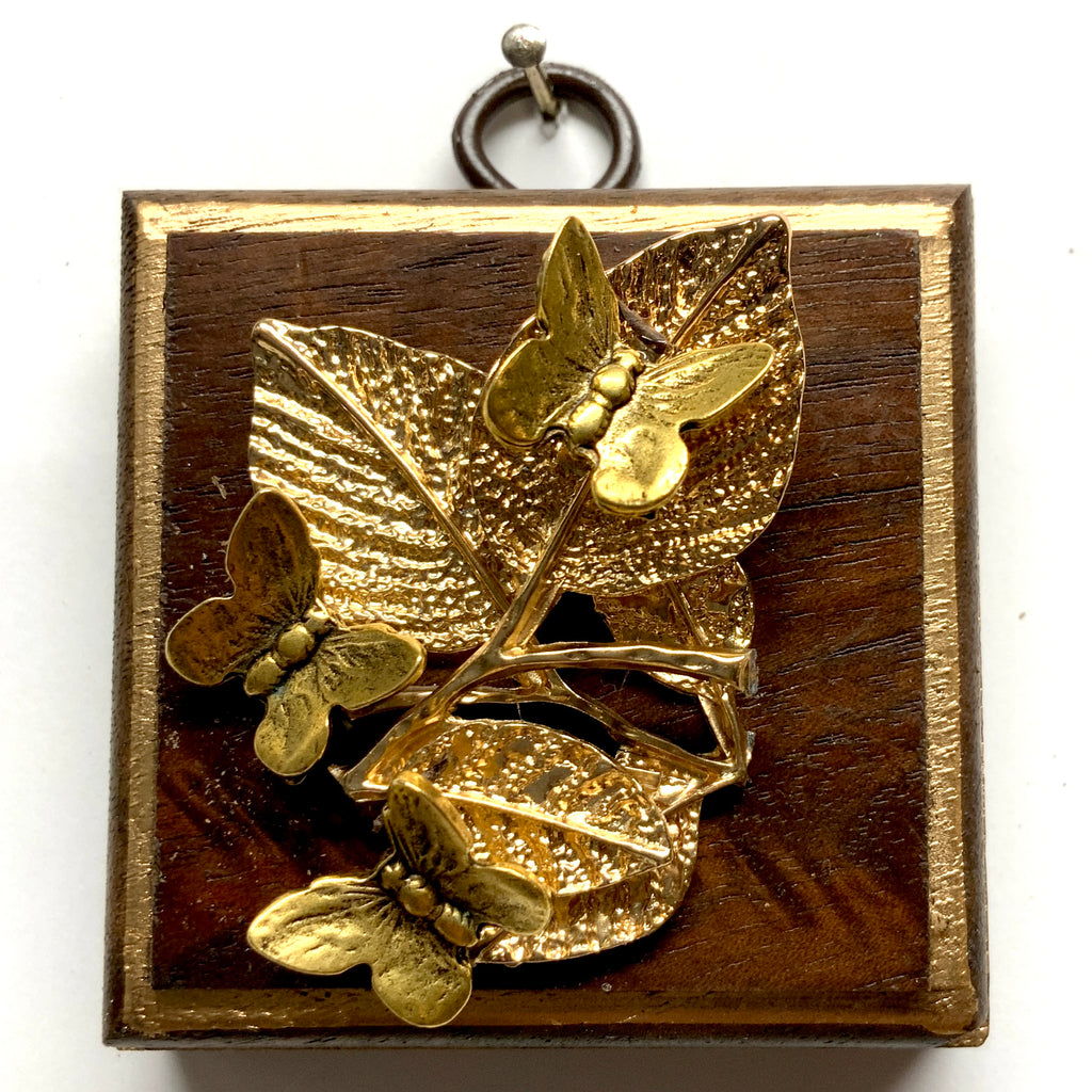 Wooden Frame with Butterflies on Leaves (2.5