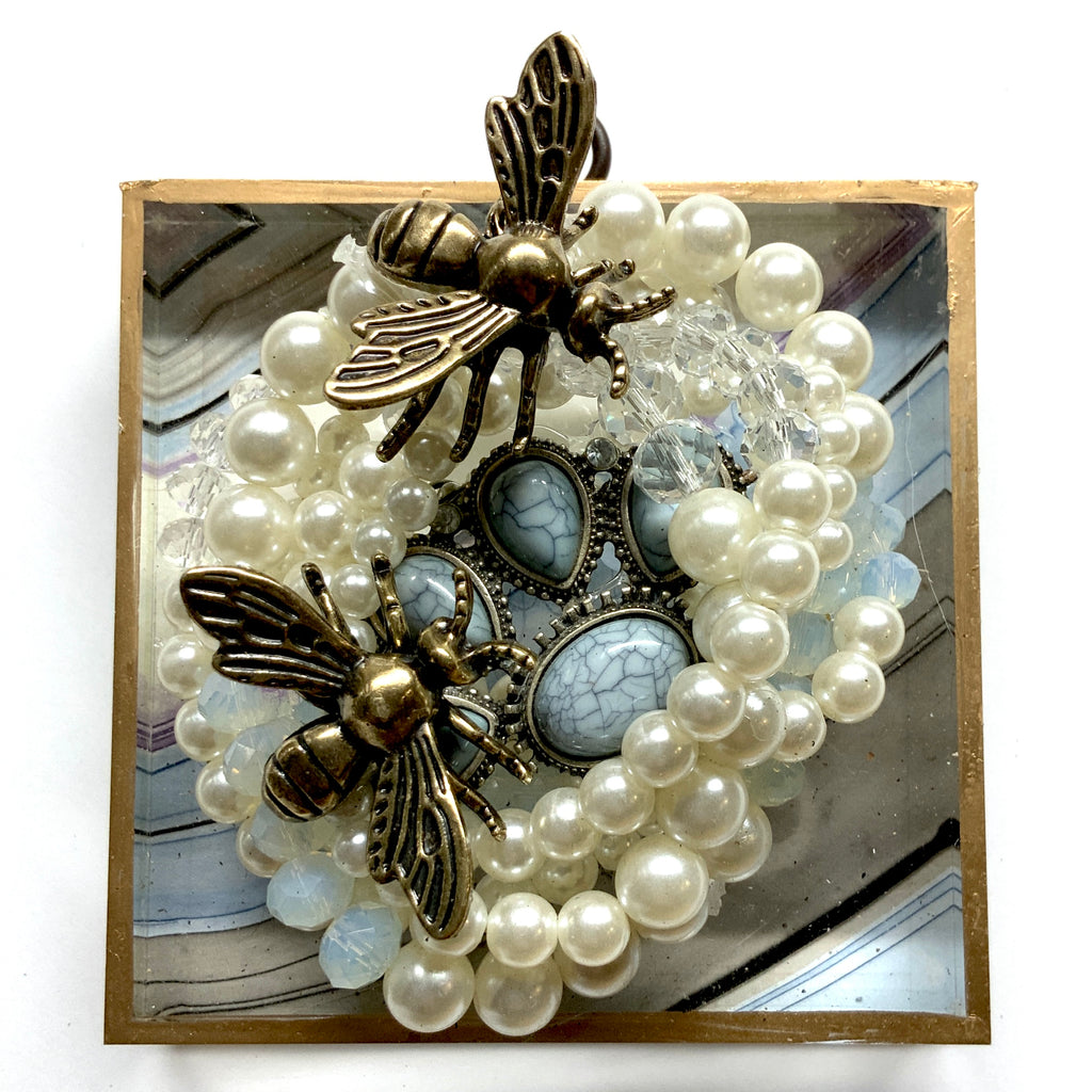 Acrylic Frame with Bees on Pearls / Slight Imperfections (4