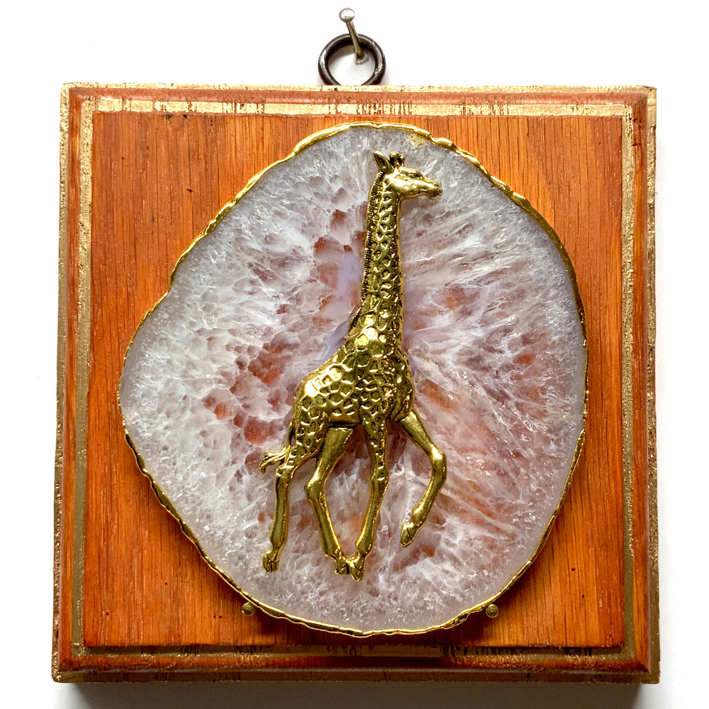 Orange Waxed Frame with Giraffe on Agate (5