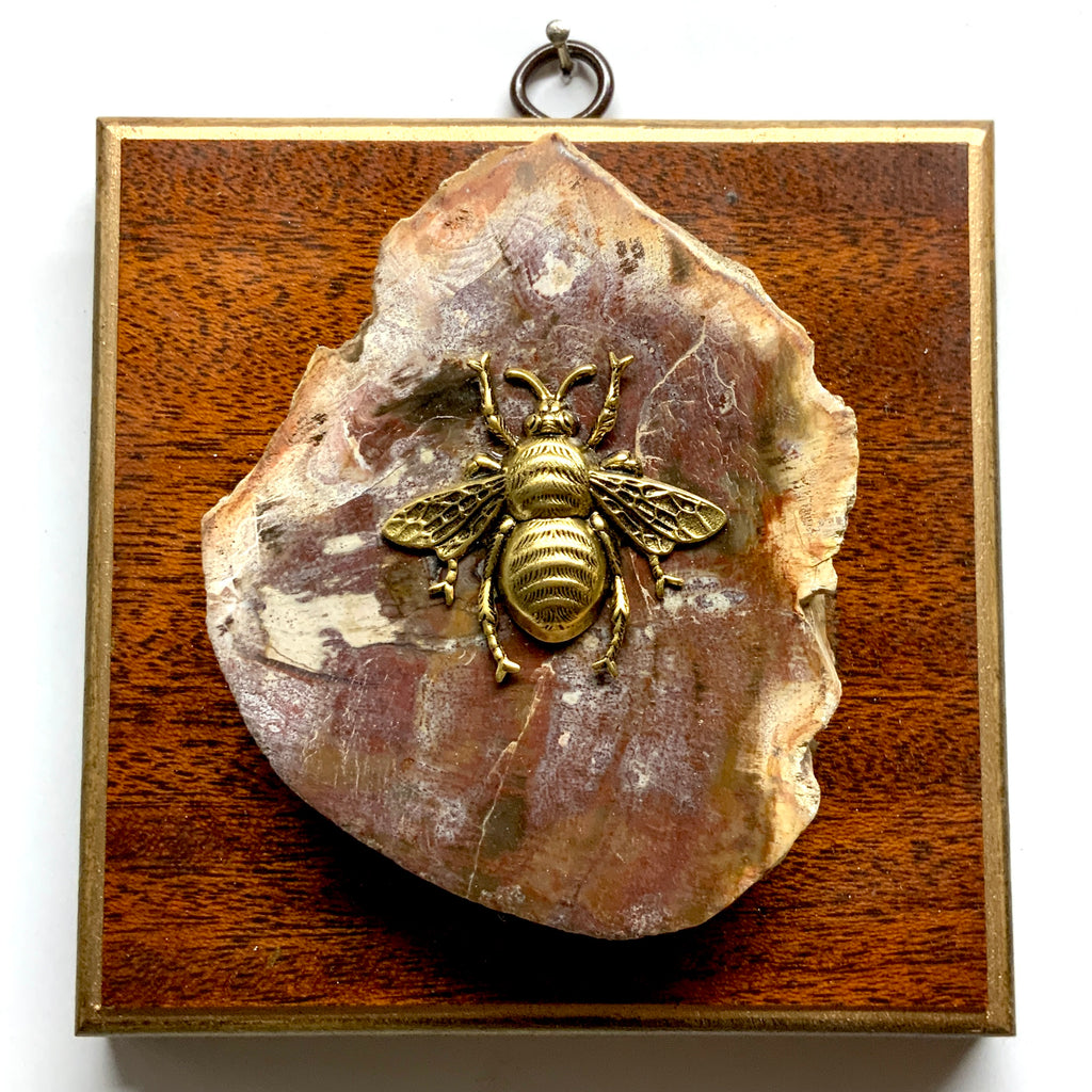 Wooden Frame with Grande Bee on Petrified Wood (5