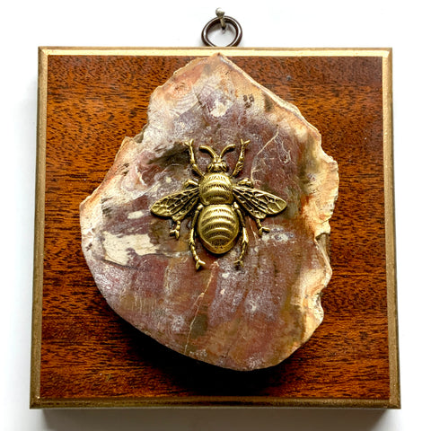 Wooden Frame with Grande Bee on Petrified Wood (5