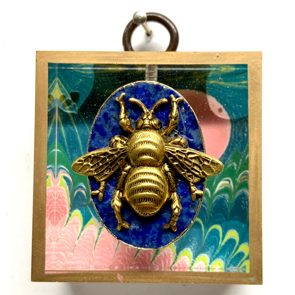 Acrylic Frame with Grande Bee on Lapis / Slight Imperfections (2