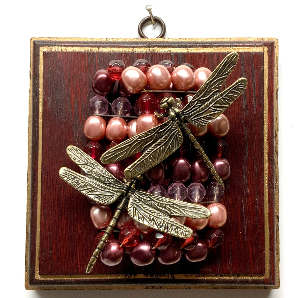 Red Waxed Frame with Dragonflies on Necklace (5