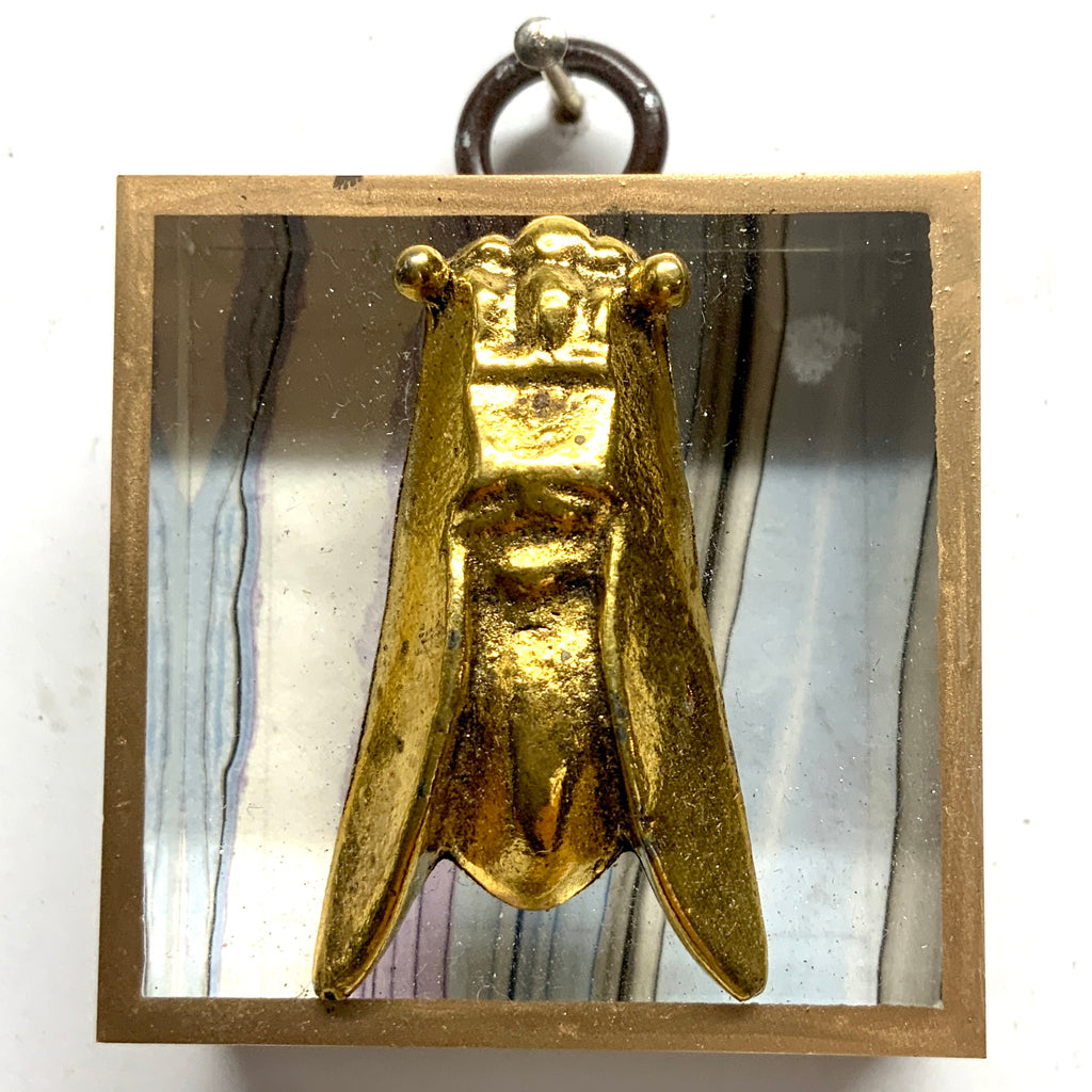 Acrylic Frame with Cicada on Marbled Paper / Slight Imperfections (2
