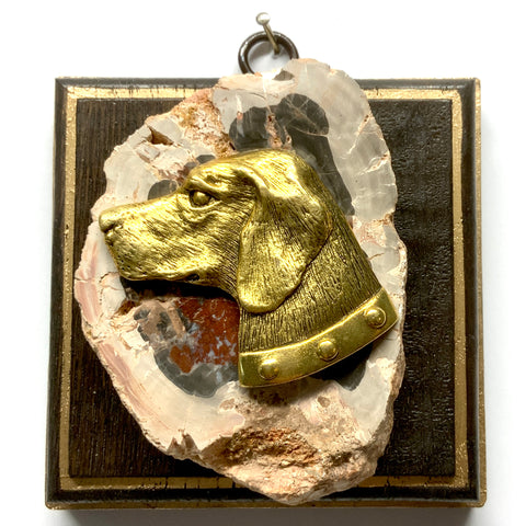 Wooden Frame with Stately Dog on Petrified Wood (4