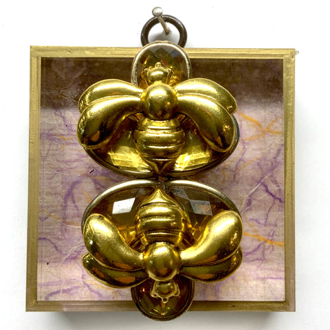 Acrylic Frame with Deco Bees on Marbled Paper / Slight Imperfections (3