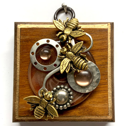 Wooden Frame with Napoleonic Bees on Brooch (2.5