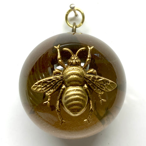 Acrylic Dome Frame with Grande Bee on Marbled Paper / Slight Imperfections (2.5