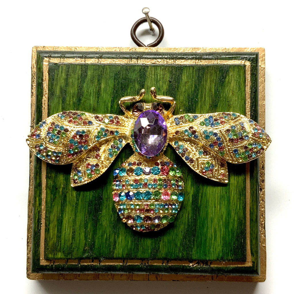 Green Waxed Frame with Sparkle Bee (4