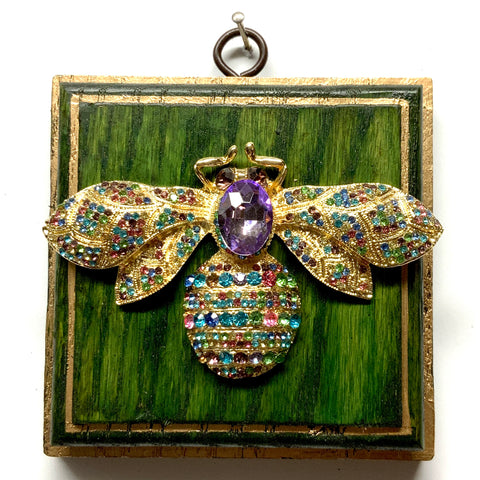 Green Waxed Frame with Sparkle Bee (4