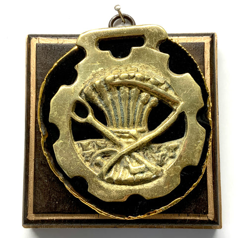 Wooden Frame with Horse Brass on Agate (4