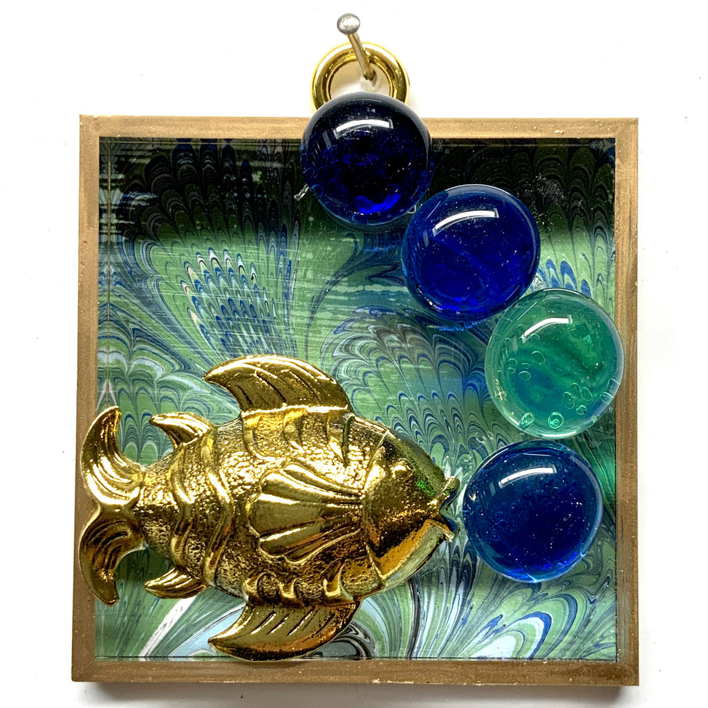 Acrylic Frame with Fish and Glass Beads / Slight Imperfections (3