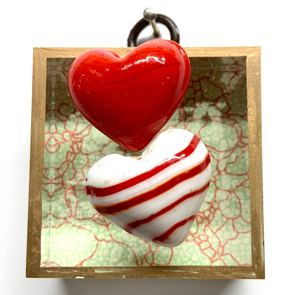 Acrylic Frame with Hearts on Marbled Paper / Slight Imperfections (2