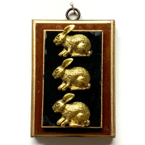 Wooden Frame with Rabbit Rabbit Rabbit on Coromandel (3.25