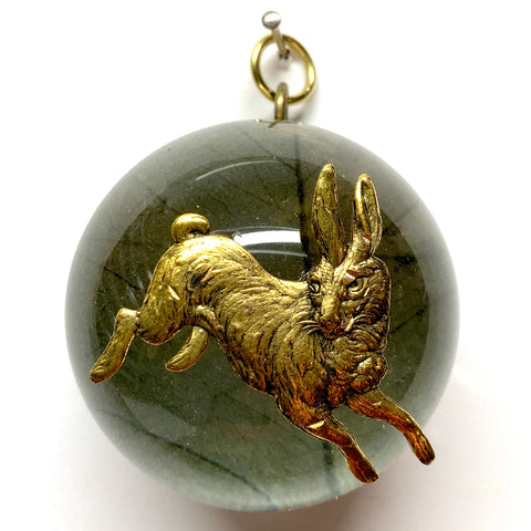 Acrylic Dome Frame with Hare on Mulberry Paper / Slight Imperfections (2.5