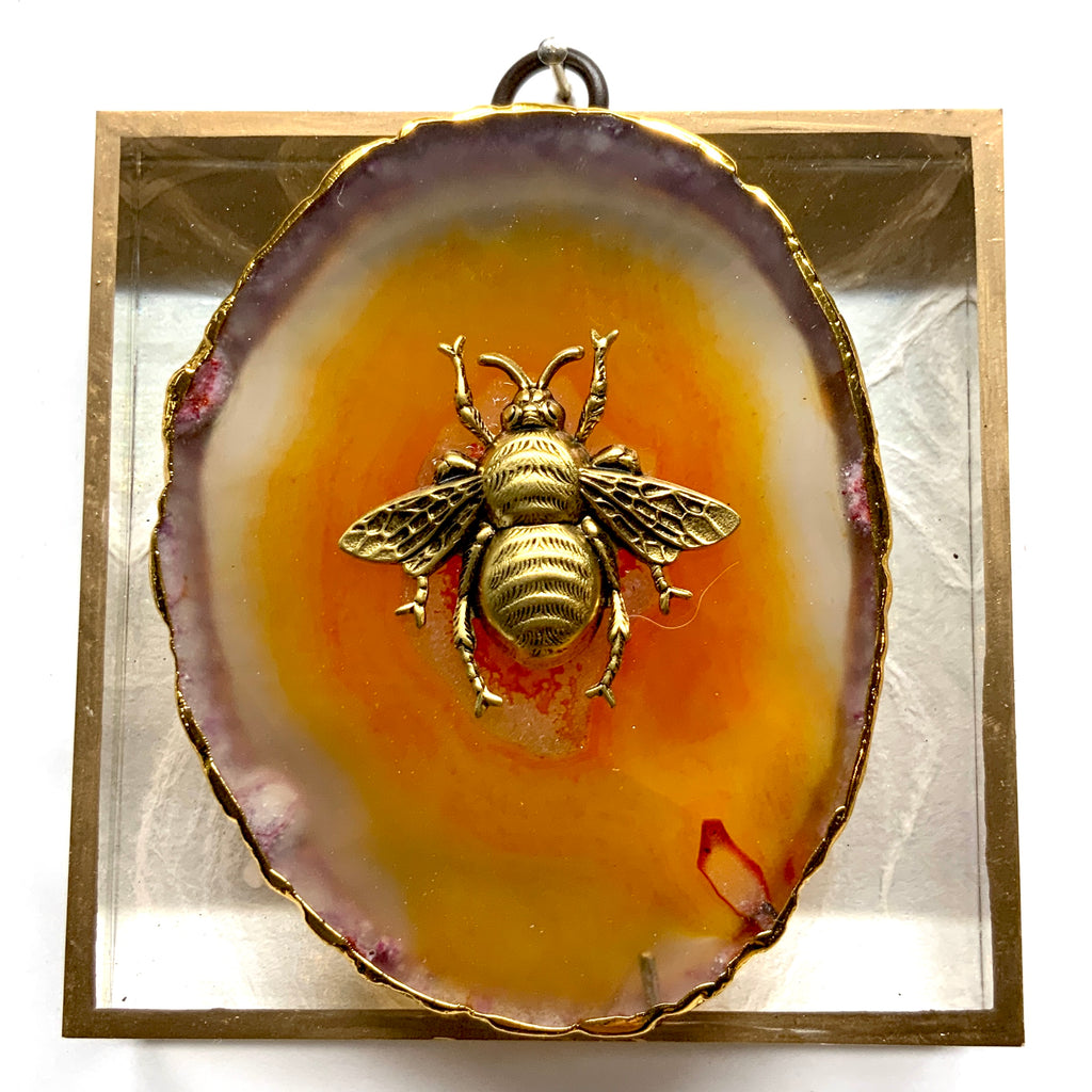 Acrylic Frame with Grande Bee on Agate / Slight Imperfections (4