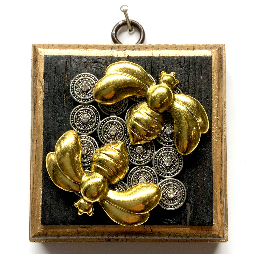 Bourbon Barrel Frame with Deco Bees on Necklace (3.25