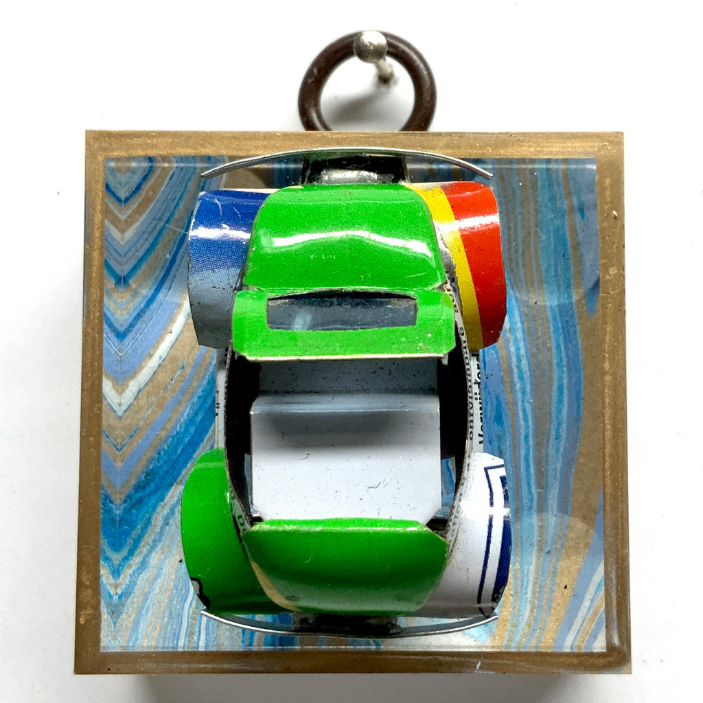 Acrylic Frame with Tin Car on Marbled Paper / Slight Imperfections (2