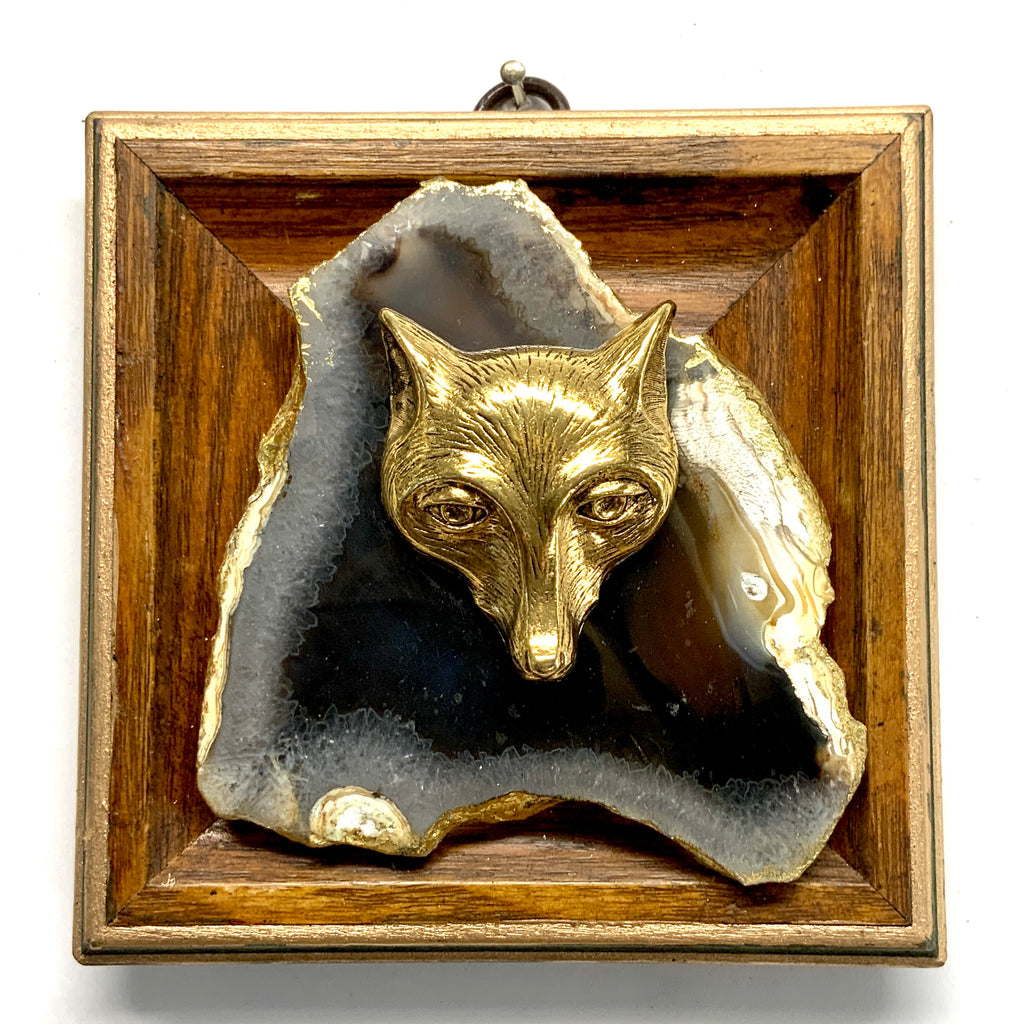 Wooden Frame with Fox on Agate (4.5” wide)