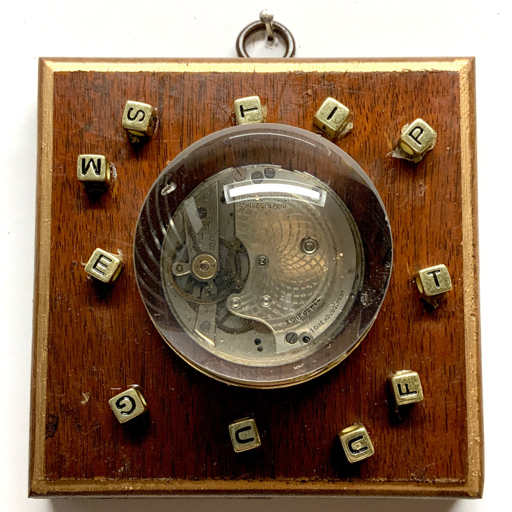 Wooden Frame with Acrylic Orb on Watch Movement (4