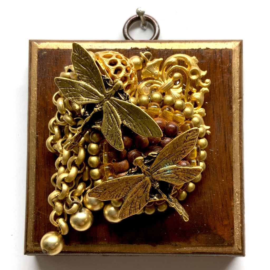 Wooden Frame with Dragonflies on Necklace (3.25