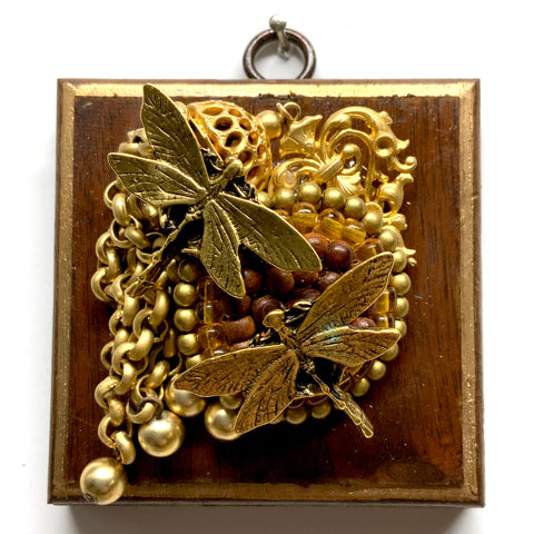 Wooden Frame with Dragonflies on Necklace (3.25
