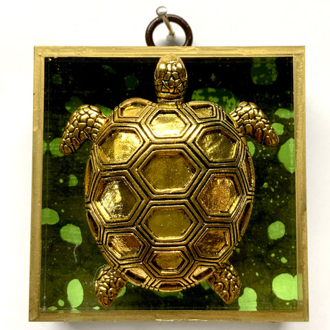 Acrylic Frame with Turtle on Marbled Paper / Slight Imperfections (3