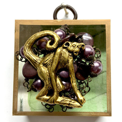 Acrylic Frame with Monkey on Necklace / Slight Imperfections (2