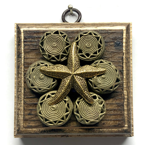 Wooden Frame with Starfish on Beads (3.25” wide)
