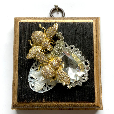 Bourbon Barrel Frame with Sparkle Bees on Brooch (3.25