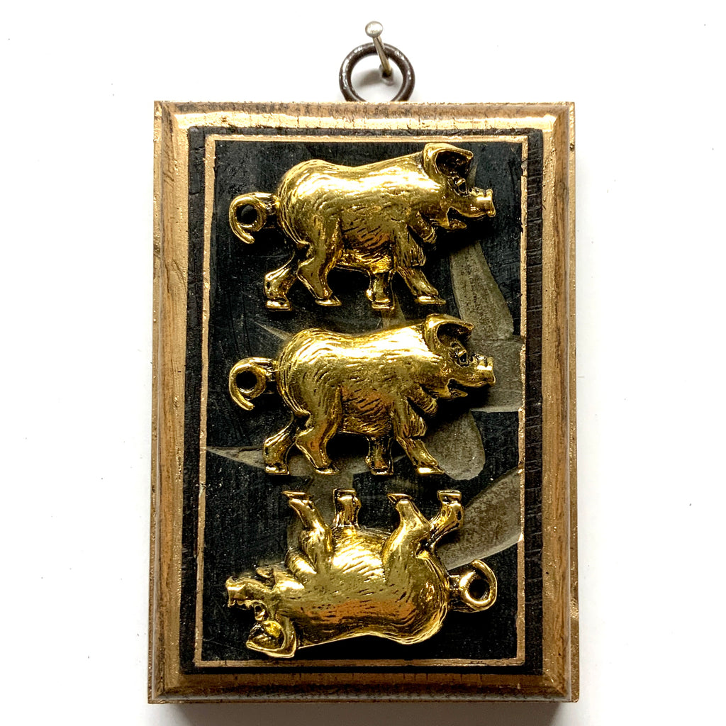 Bourbon Barrel Frame with 3 Little Pigs on Coromandel (3