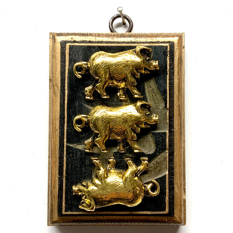 Bourbon Barrel Frame with 3 Little Pigs on Coromandel (3