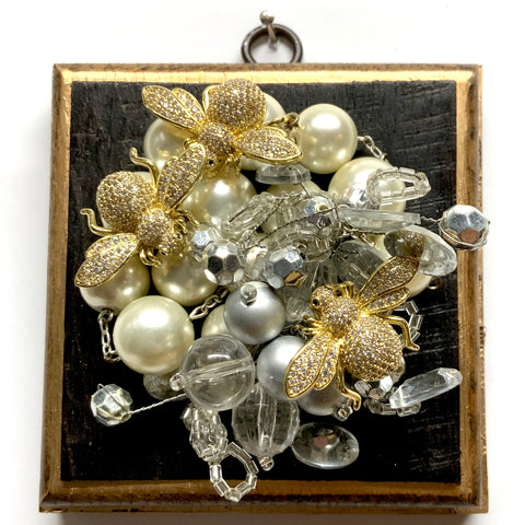 Bourbon Barrel Frame with Sparkle Bees on Necklace (3.75