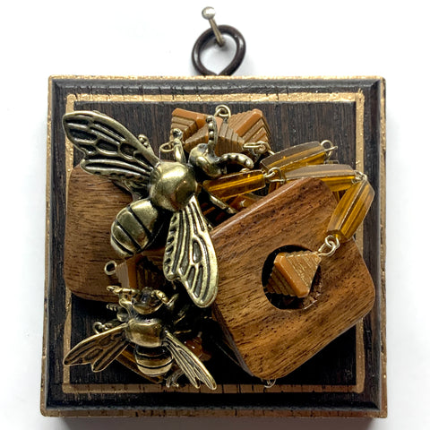 Wooden Frame with Bees on Necklace (3.25