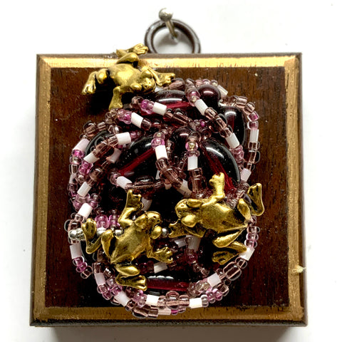 Wooden Frame with Frogs on Beads (2.5