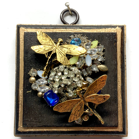 Wooden Frame with Dragonflies on Brooch (3.25