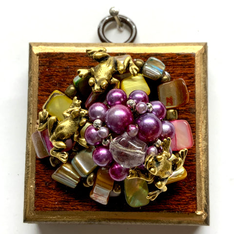 Wooden Frame with Frogs on Beads (2.5