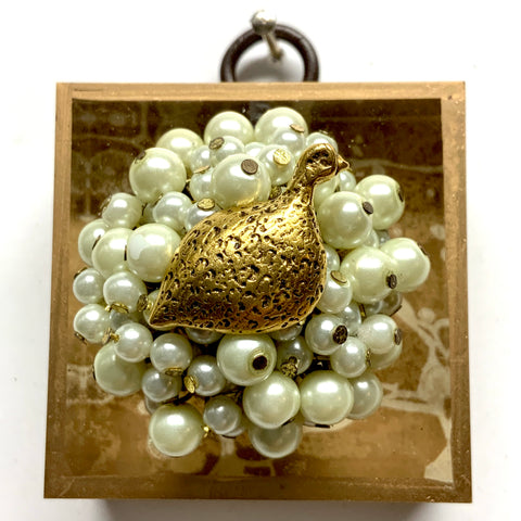 Acrylic Frame with Quail on Pearls / Slight Imperfections (2